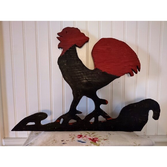 Folk art rooster, wood, hand painted, double sided, country decorating - Picture 3 of 9